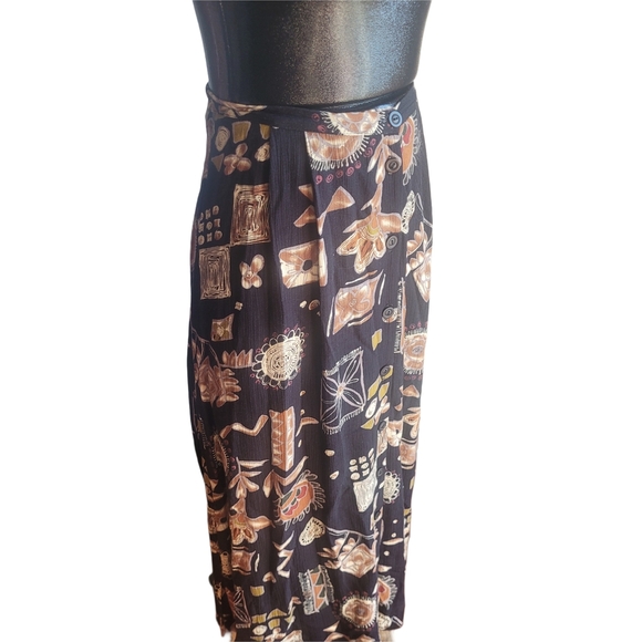Braemar Vintage Abstract Floral Print Midi Button Front Skirt 8 - Picture 4 of 4
